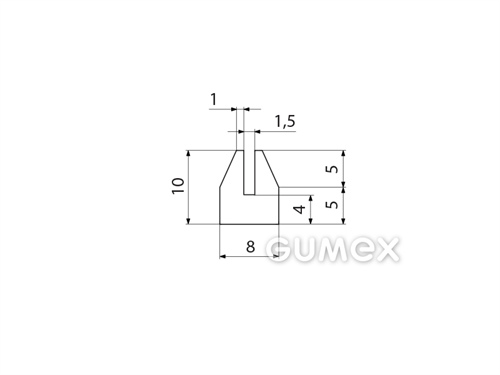 Silikonový profil tvaru "U", 10x8/1,5mm, 60°ShA, -60°C/+180°C, transparentní